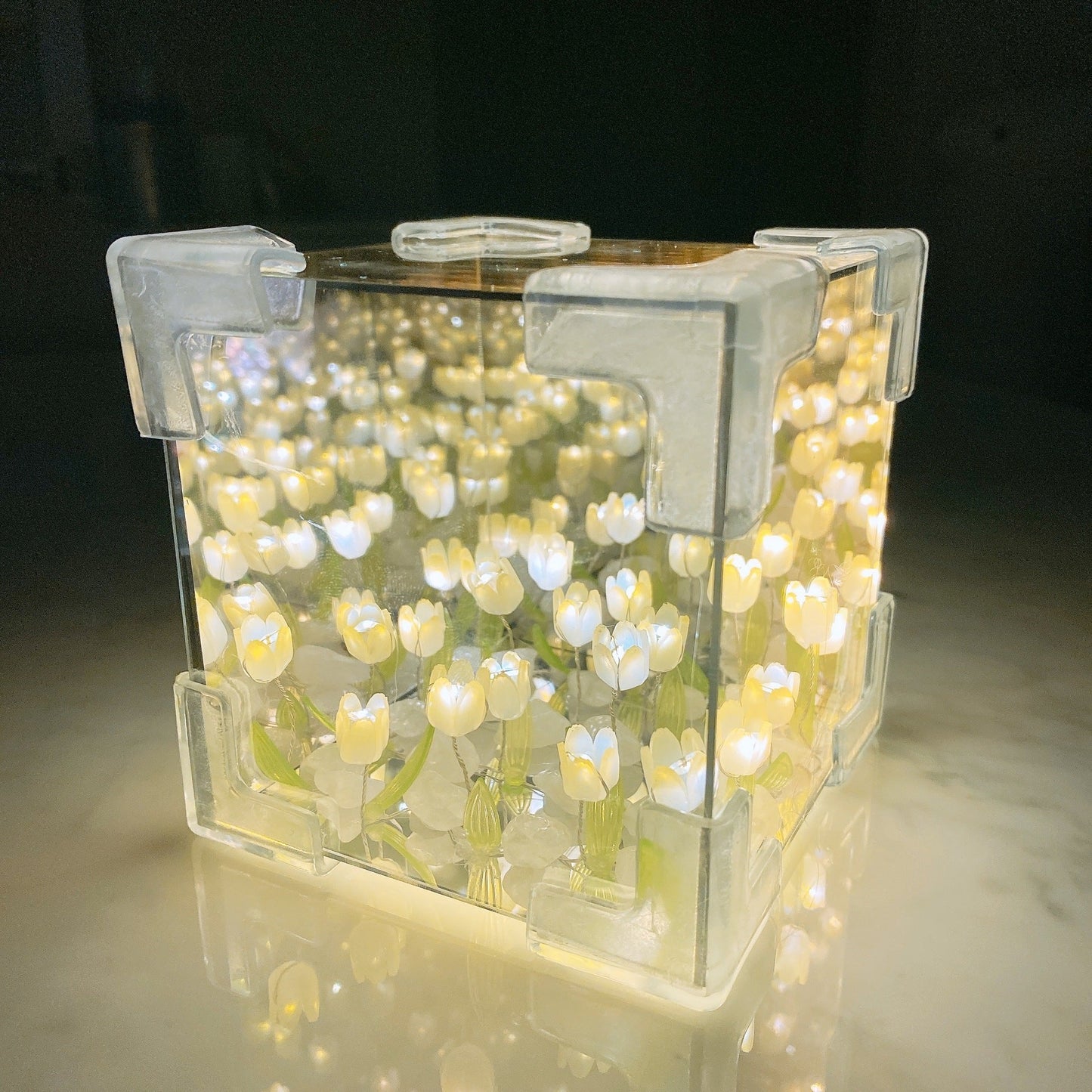 DIY tulip lamp kit with materials for handmade flower light