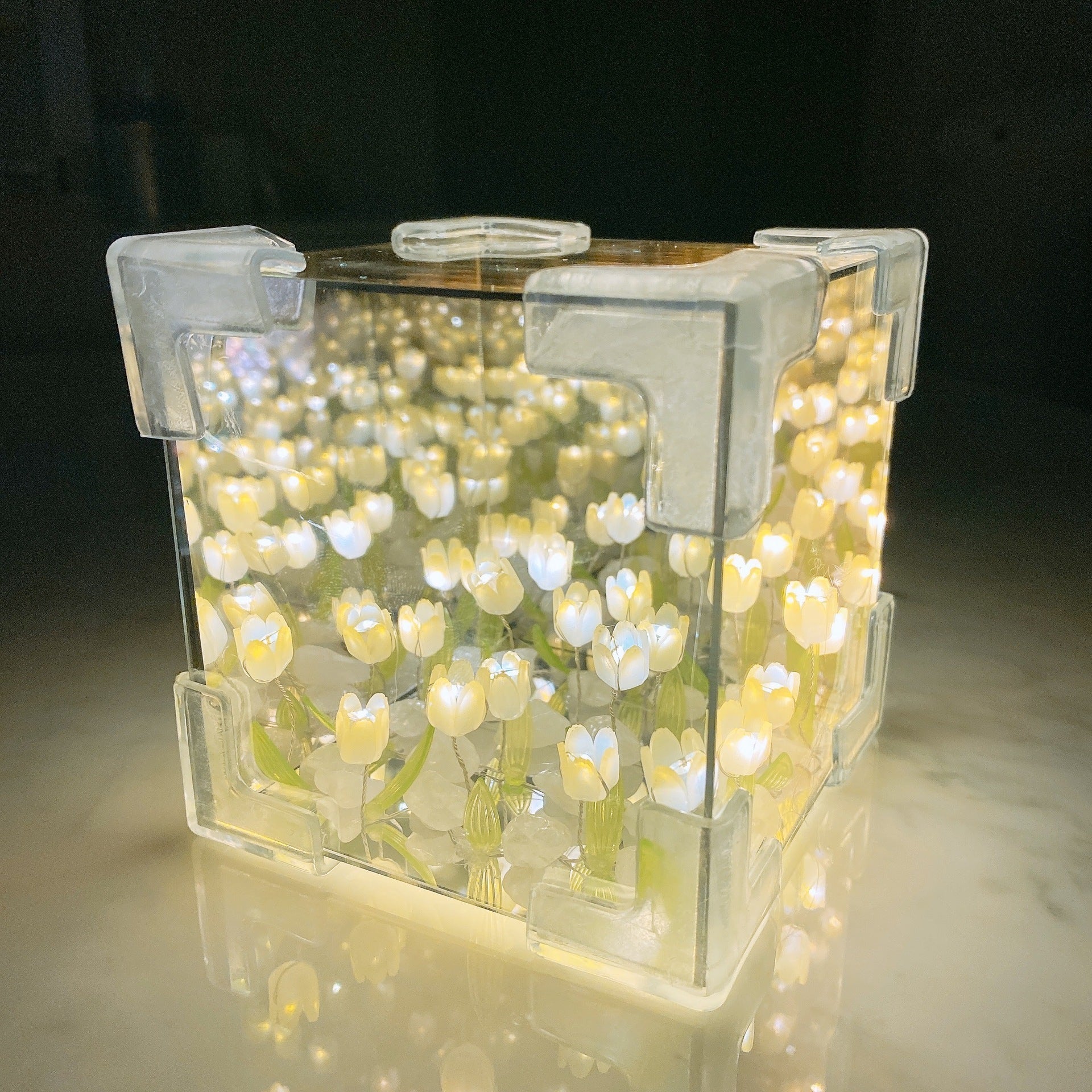 DIY tulip lamp kit with materials for handmade flower light