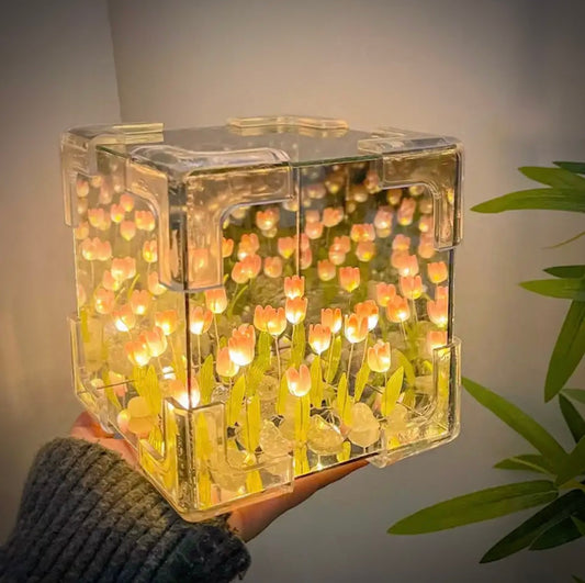 DIY tulip lamp kit with materials for handmade flower light