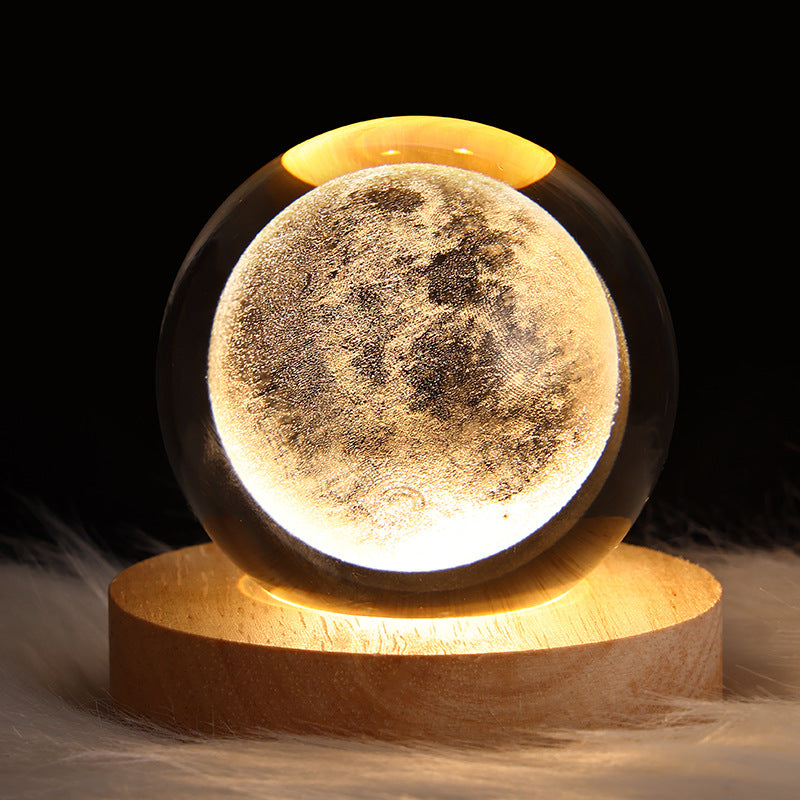 Crystal ball night lamp with stars and rotating moonlight