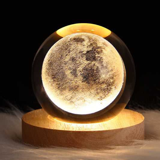 Crystal ball night lamp with stars and rotating moonlight